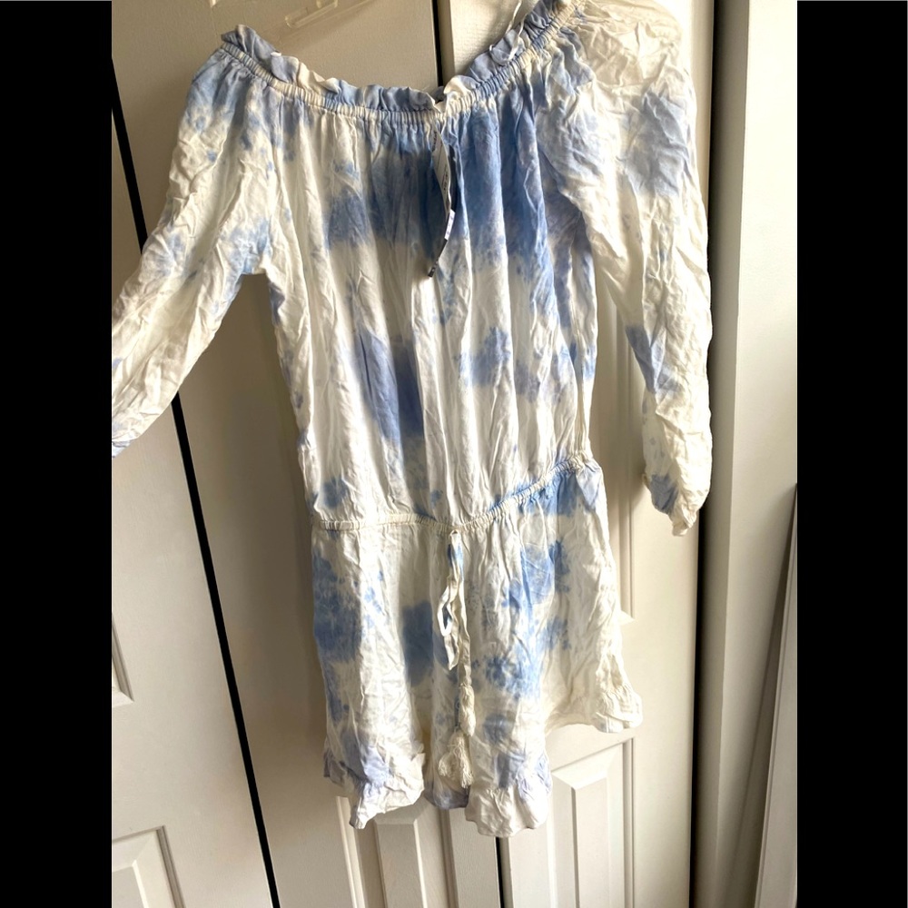 White and Blue Tie Dye Romper